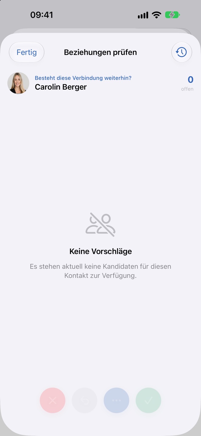 Prüfrunde „Besteht diese Verbindung weiterhin?“ ohne offene Vorschläge