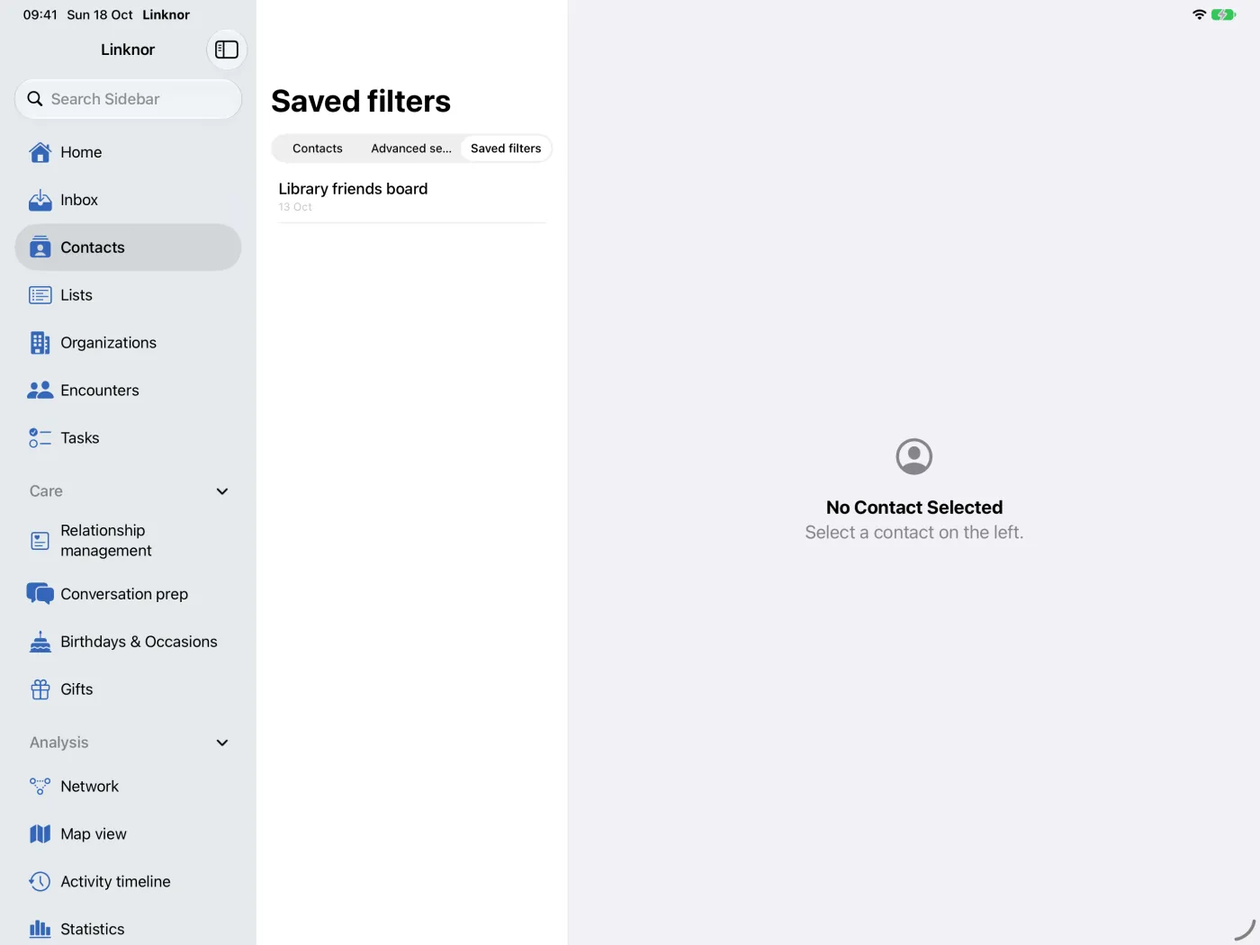 Lista «Filtros guardados» con una entrada y su fecha