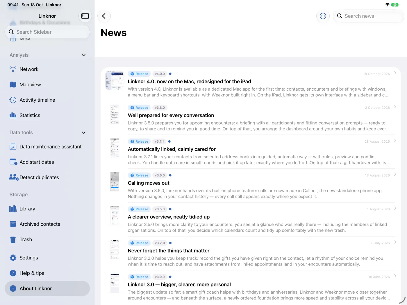 La liste des actualités avec catégorie et date.