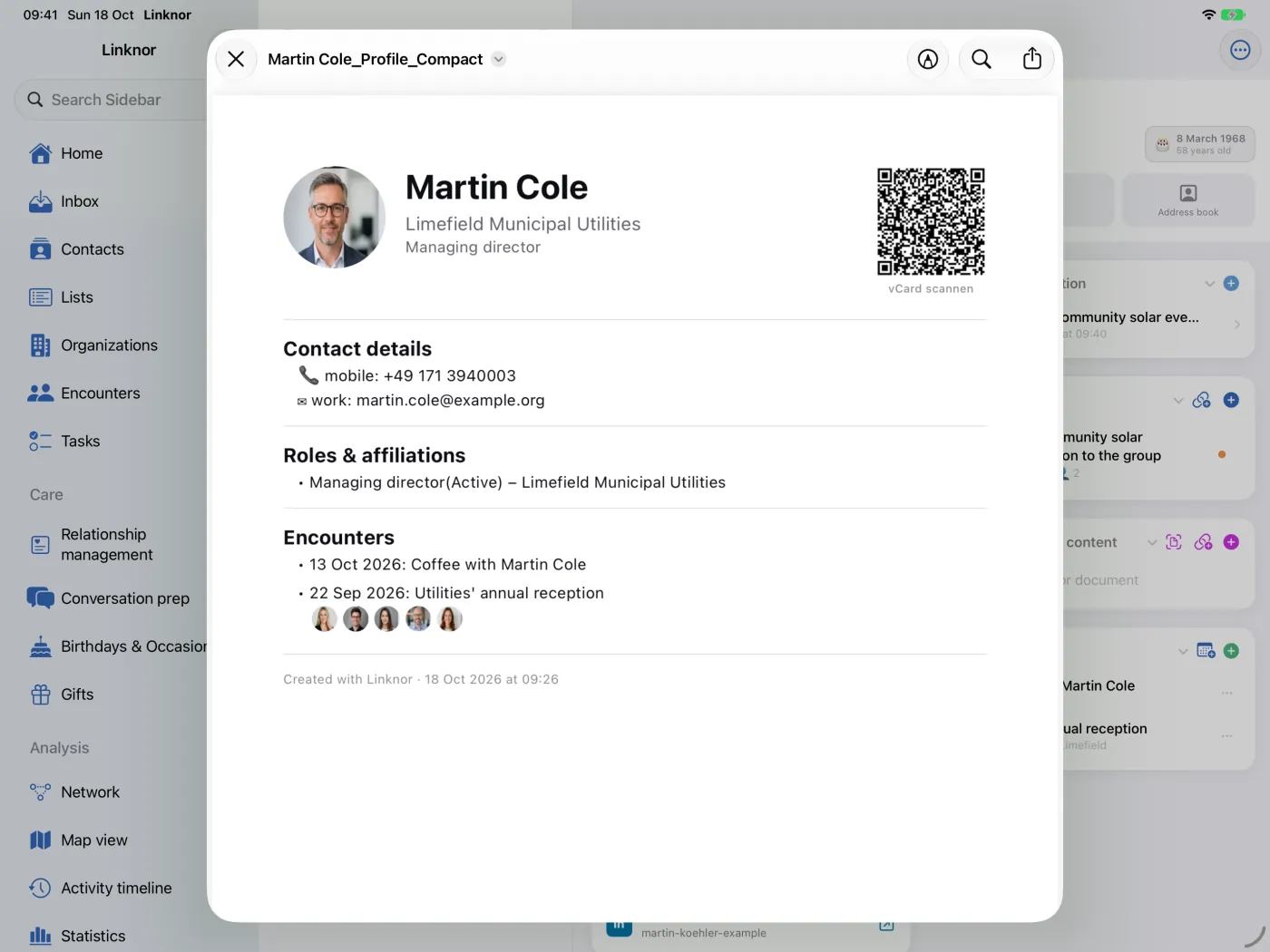 Anteprima di un profilo PDF compatto su una pagina