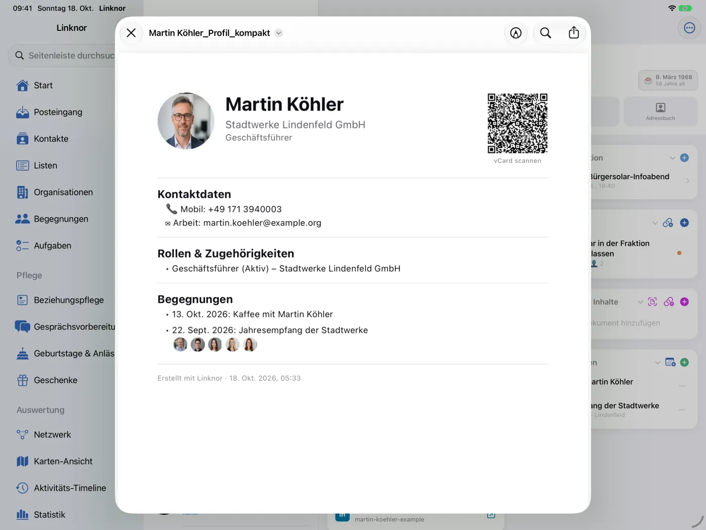 Vorschau eines kompakten PDF-Profils auf einer Seite