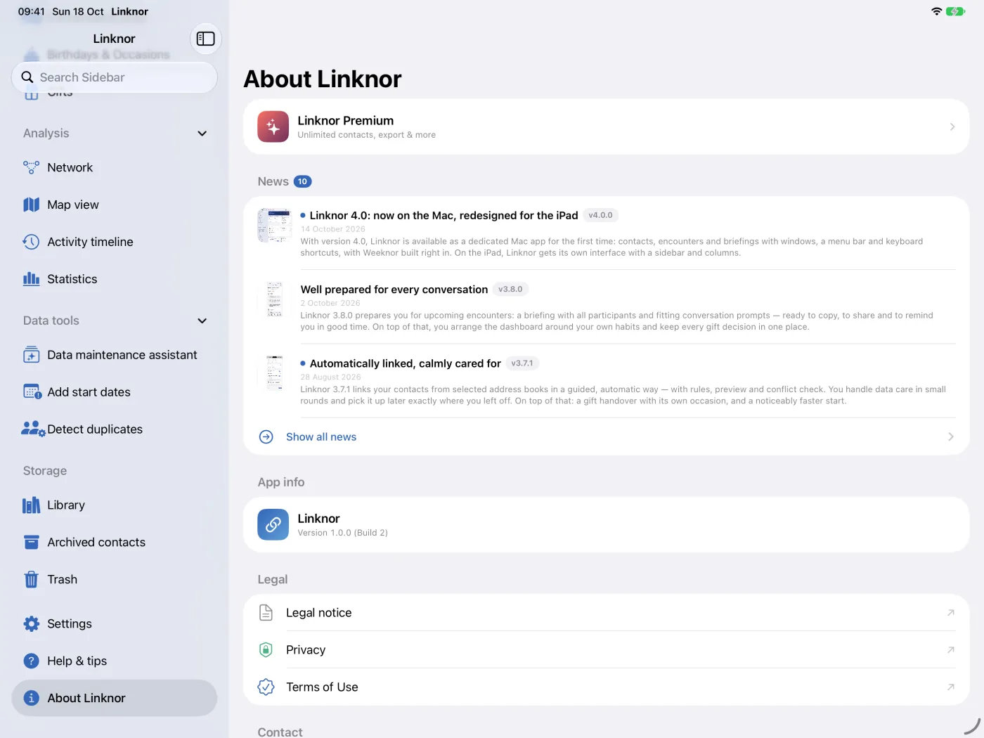 « À propos de Linknor » avec Premium, les actualités et les informations sur l’app.