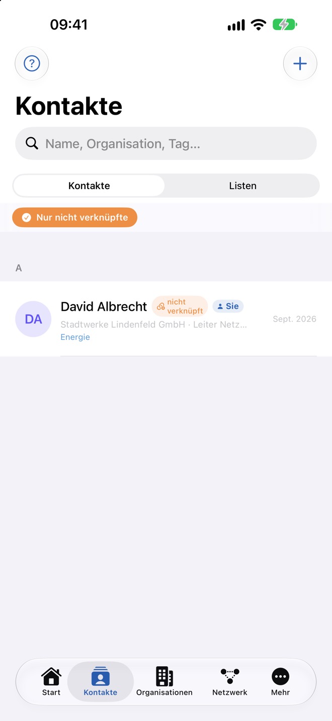 Aktiver Filter „Nur nicht verknüpfte“
