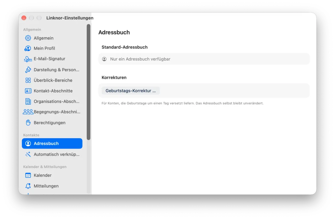 Einstellungen › Adressbuch