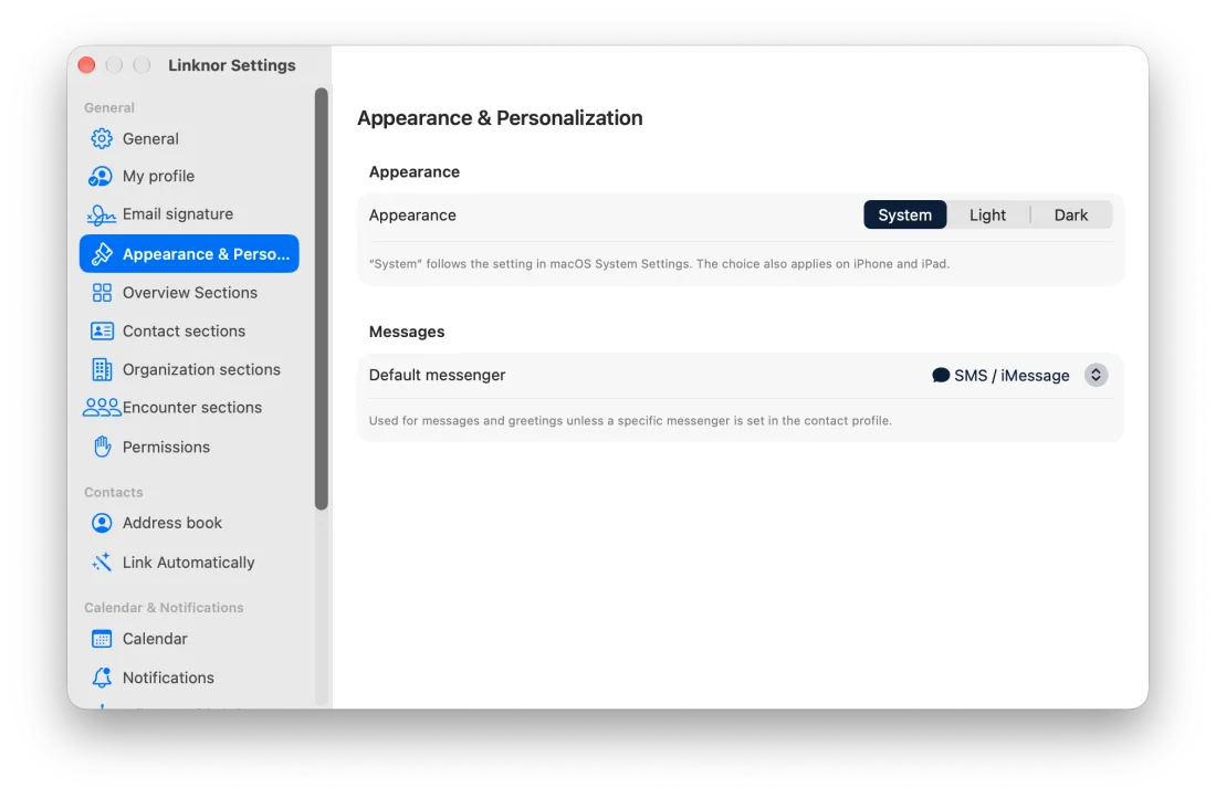Réglages › Apparence et personnalisation