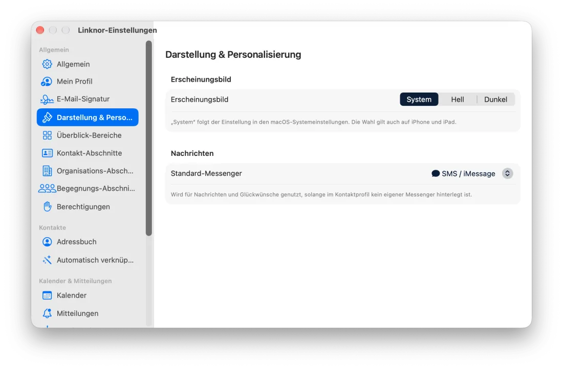 Einstellungen › Darstellung & Personalisierung