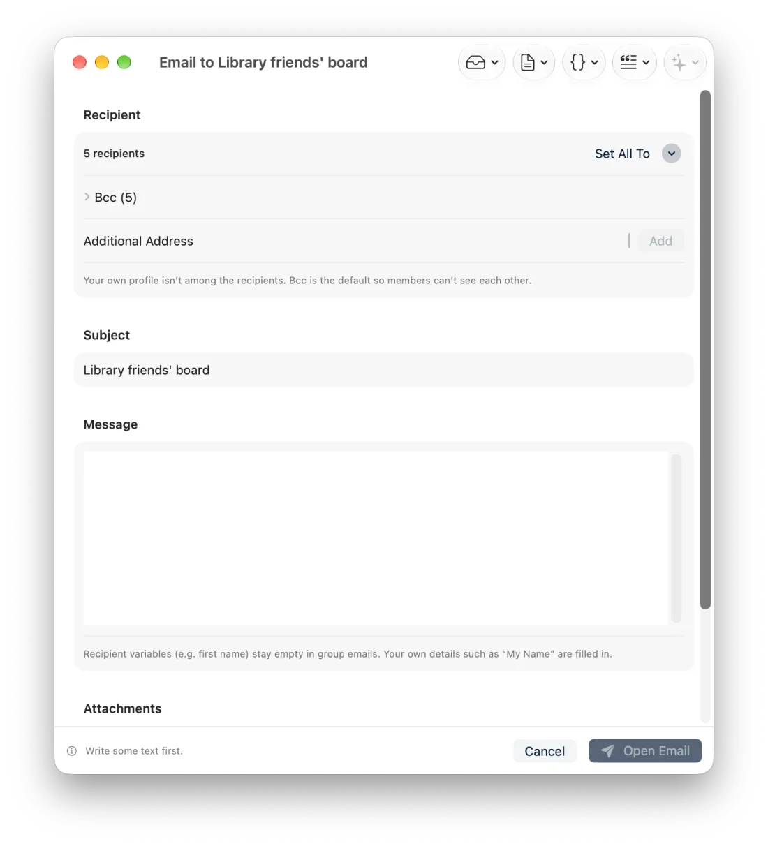 E-mail groupé à une liste