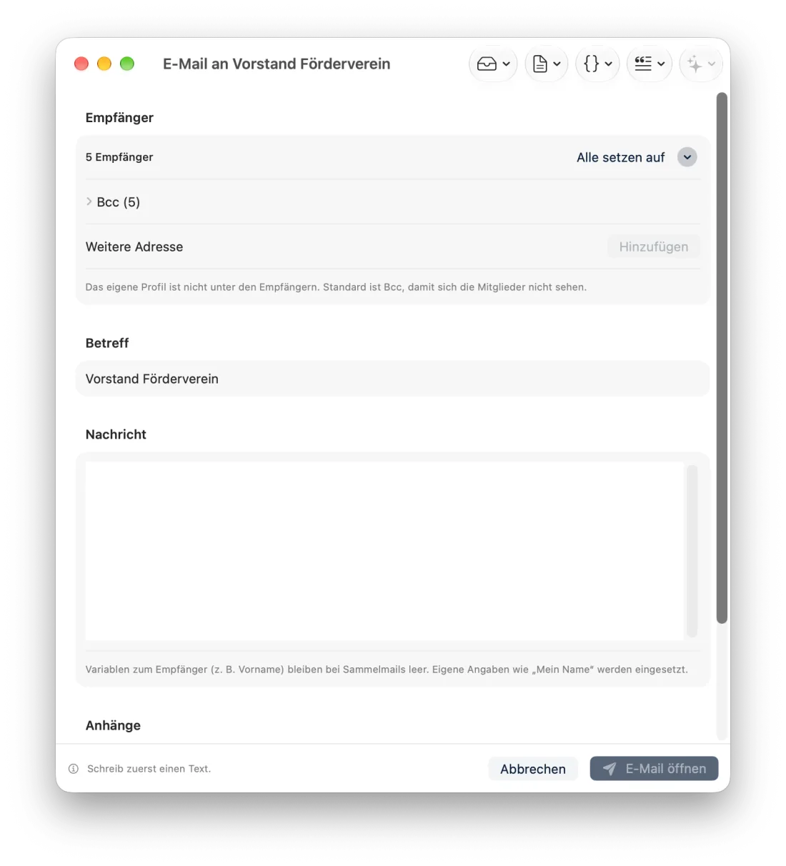 Rundmail an eine Liste