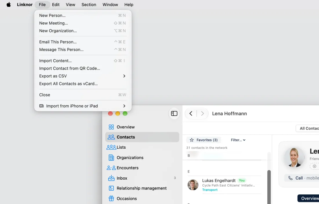 File menu