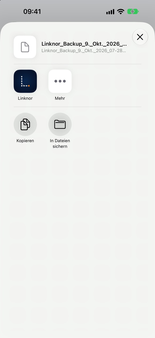 System-Teilen mit der exportierten Backup-Datei